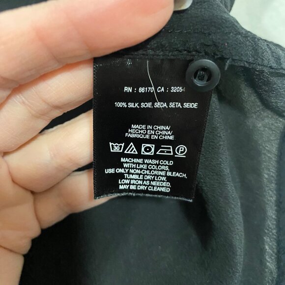 Anthropologie Maeve Hermine Silk Ruffle Sleeveless‎ Black Blouse Women's Size 10 - Picture 9 of 9